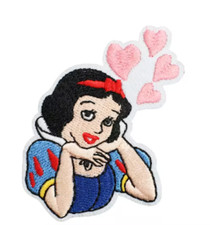 SNOW WHITE - PINK HEARTS - DISNEY - Embroidered Sew/Iron-On Patch