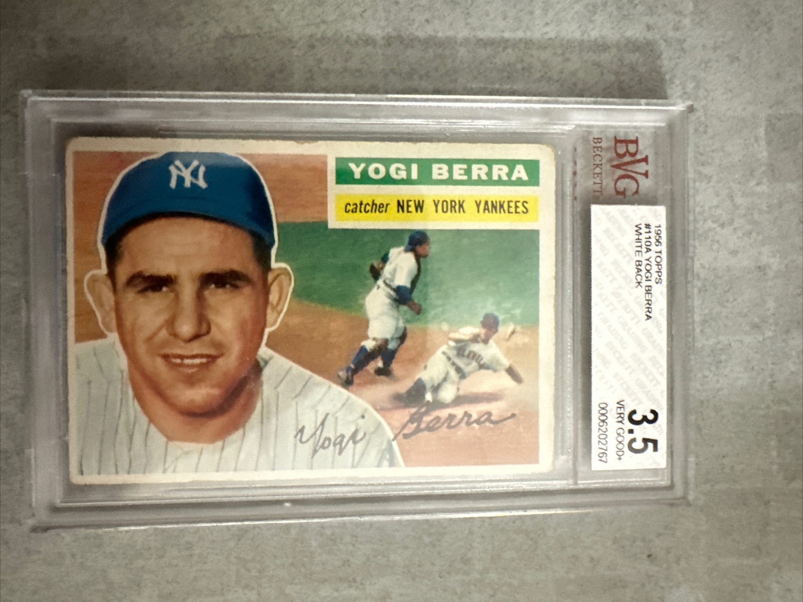 1956 Topps Baseball White Back #110 YOGI BERRA New York Yankees HOF VG+ BVG 3.5