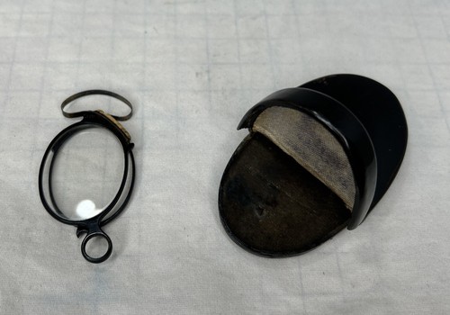 Antique Pince Nez Lorgnette Black Folding Cork Nose Piece c1900 Hard Case - Picture 6 of 7