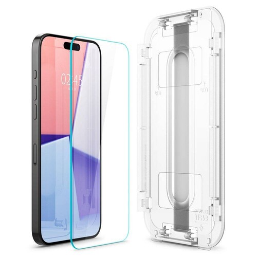 2x Ochrona wyświetlacza do iPhone 15 Pro Max Spigen Szkło ochronne Hartowane szkło - Zdjęcie 2 z 11