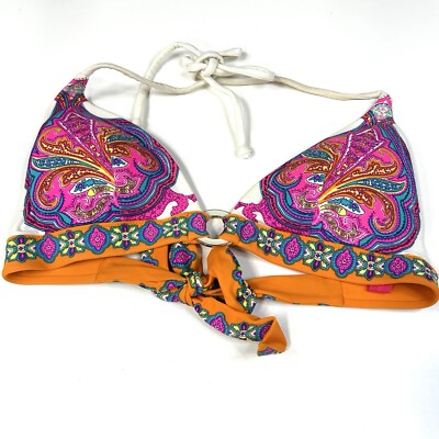 Y2K Victorias Secret Size XS Bikini Top Triangle Floral 2DE Orange