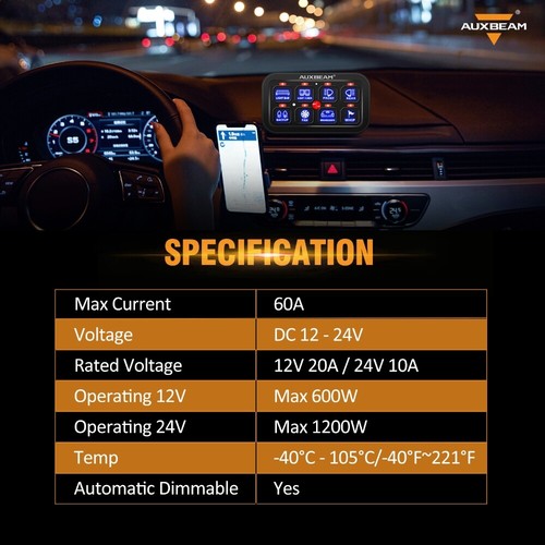 Panel de control de interruptor auxiliar Auxbeam azul 8 velocidades para Ford F-350 F-450 F-250 - Imagen 9 de 12