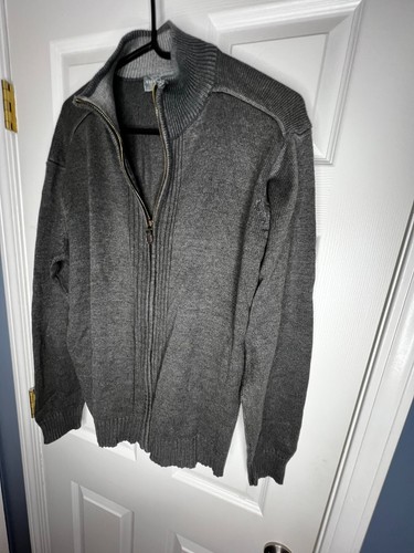 Oscar De La Renta Mens Large Gray Cotton Knit Full Zip Sweater Cardigan Jacket L - Picture 10 of 20
