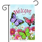 BRIARWOOD LANE Sleeved Garden Flag 12.5x18 WELCOME BUTTERFLY Flowers Floral NEW