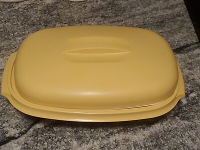Tupperware #1273 3pc Microwave Vegetable Rice Steamer Harvest Gold White USA