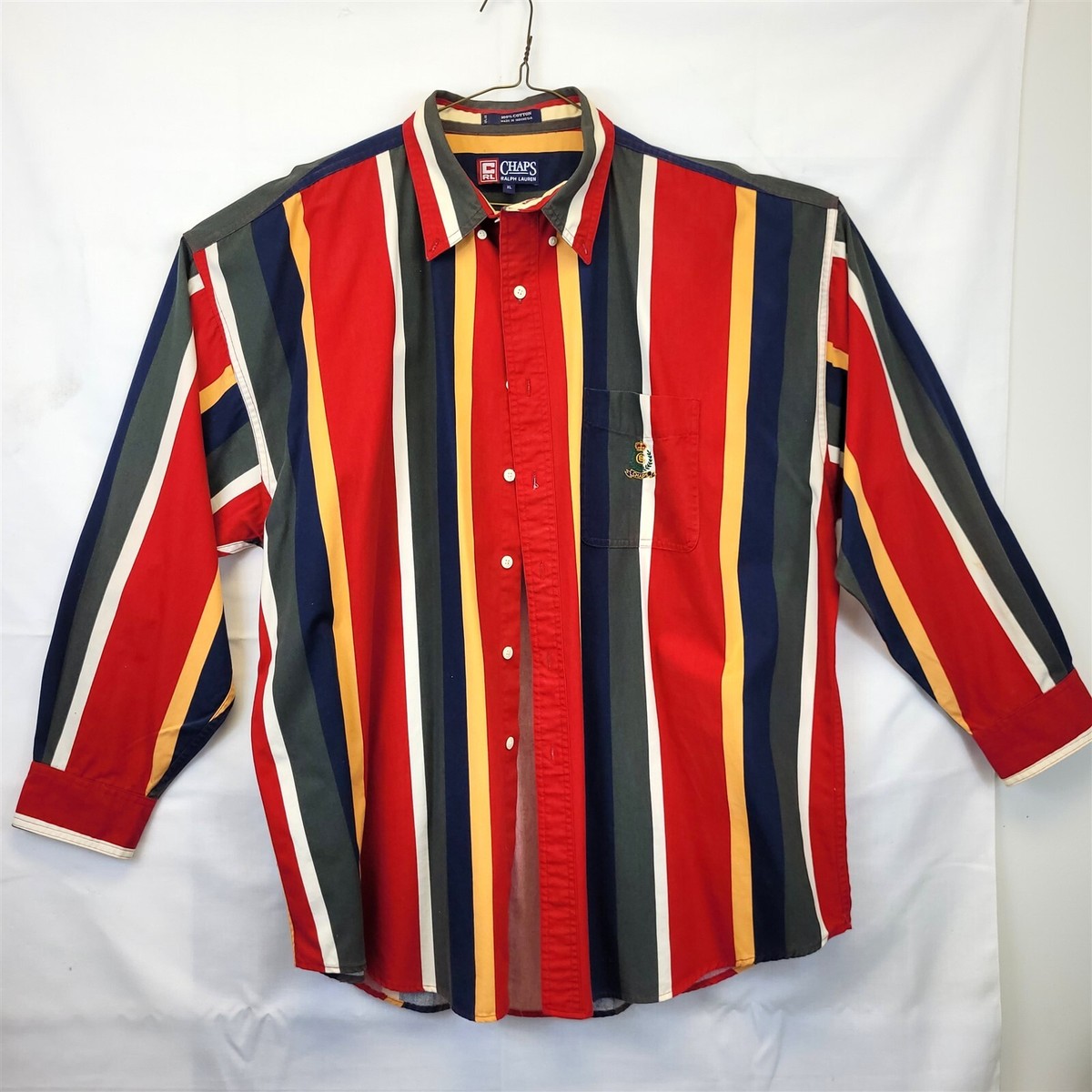 Chaps Big/Tall XXL Striped Long Sleeve Button Down Collar Men's