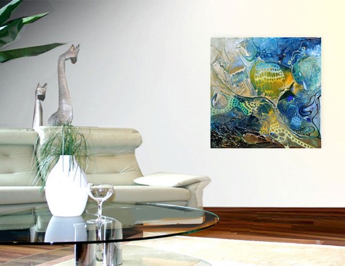 MODERNE MALEREI Strukturgemälde " BLUE ISLAND " Kunst von Bozena Ossowski - Bild 2 von 11