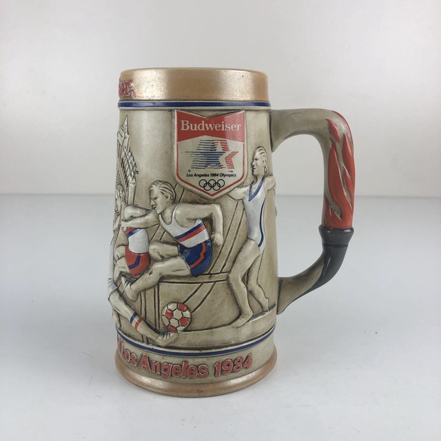 Vintage Lot Of 2 1980 Budweiser Collectible Beer Steins Olympic