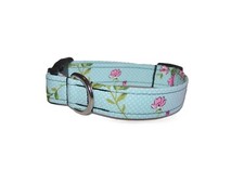 Wet Nose Designs Fun In Bloom Dog Collar Flowers on Blue Dots Spring Summer