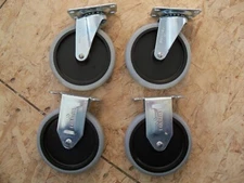 4 Faultless Institutional Casters 5" x 1" - 130# Capacity Each - Swivel & Rigid