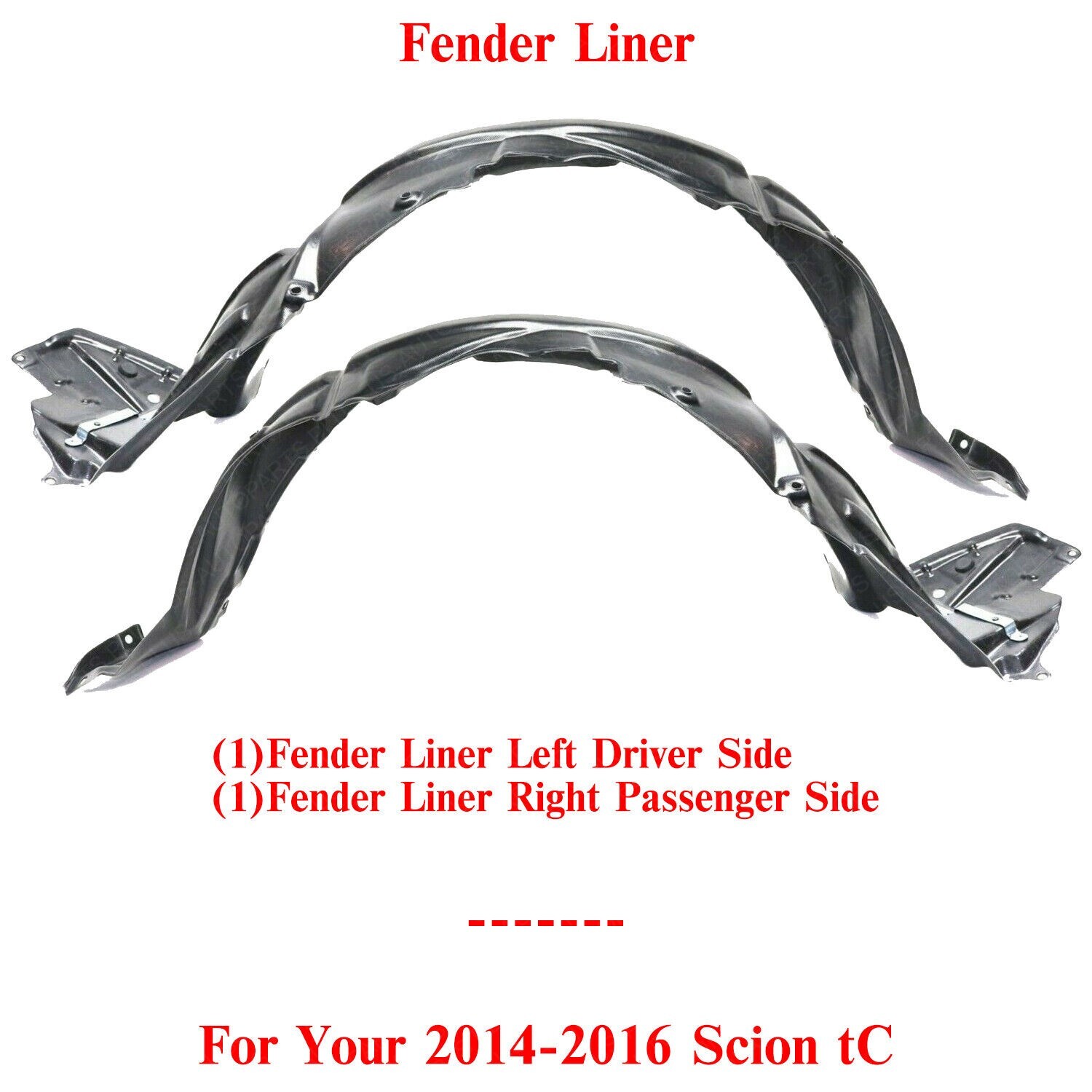 Fits Scion TC 2005-2010: Front Left & Right Inner Fender Liners (Pair) - LKQ