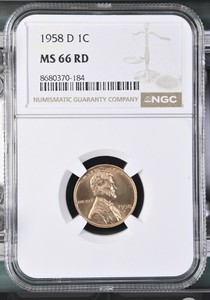 1958 D 1C RED - Label NGC Standard Brown