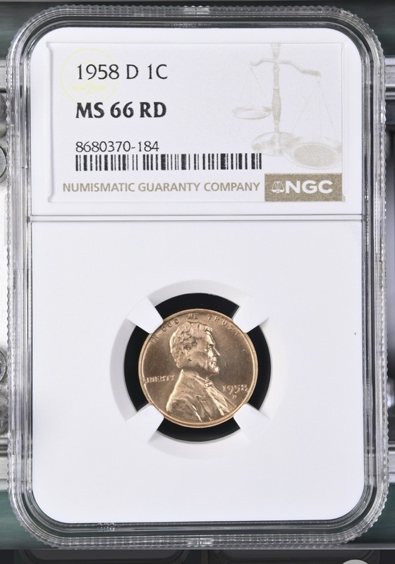 1958 D 1C RED - Label NGC Standard Brown
