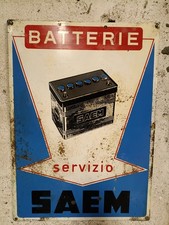 Insegna Saem Vintage Servizio Batterie Saem Originale 