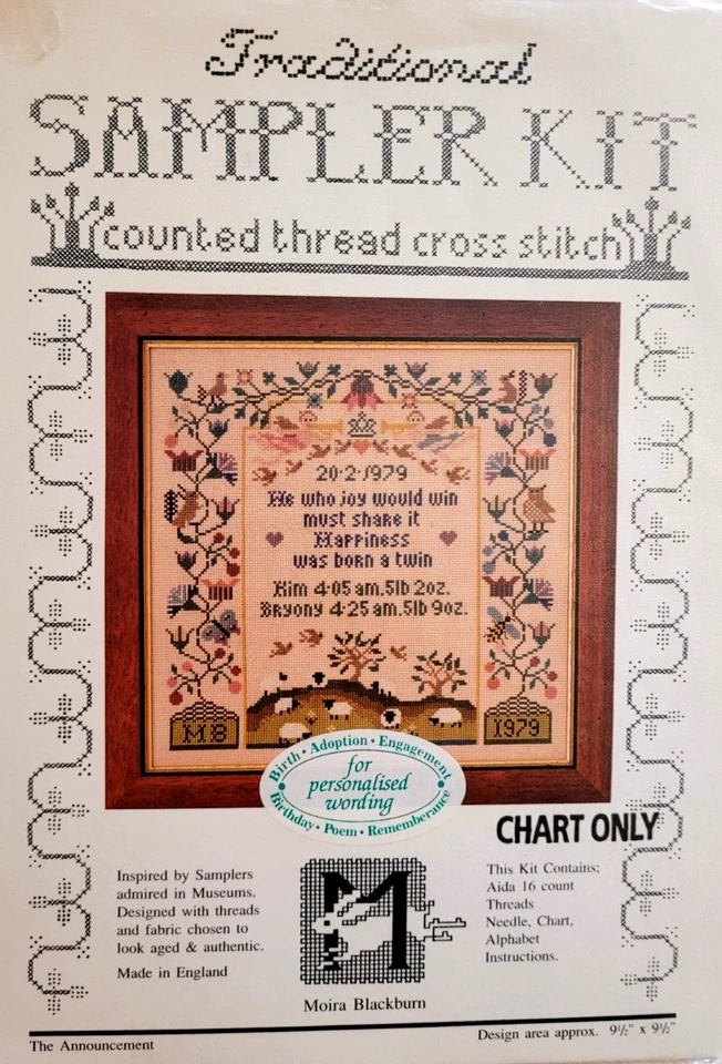 2 samplers, M Blackburn,Remember Me,The Announcement,inspired by museum samplers - Image 4 of 4