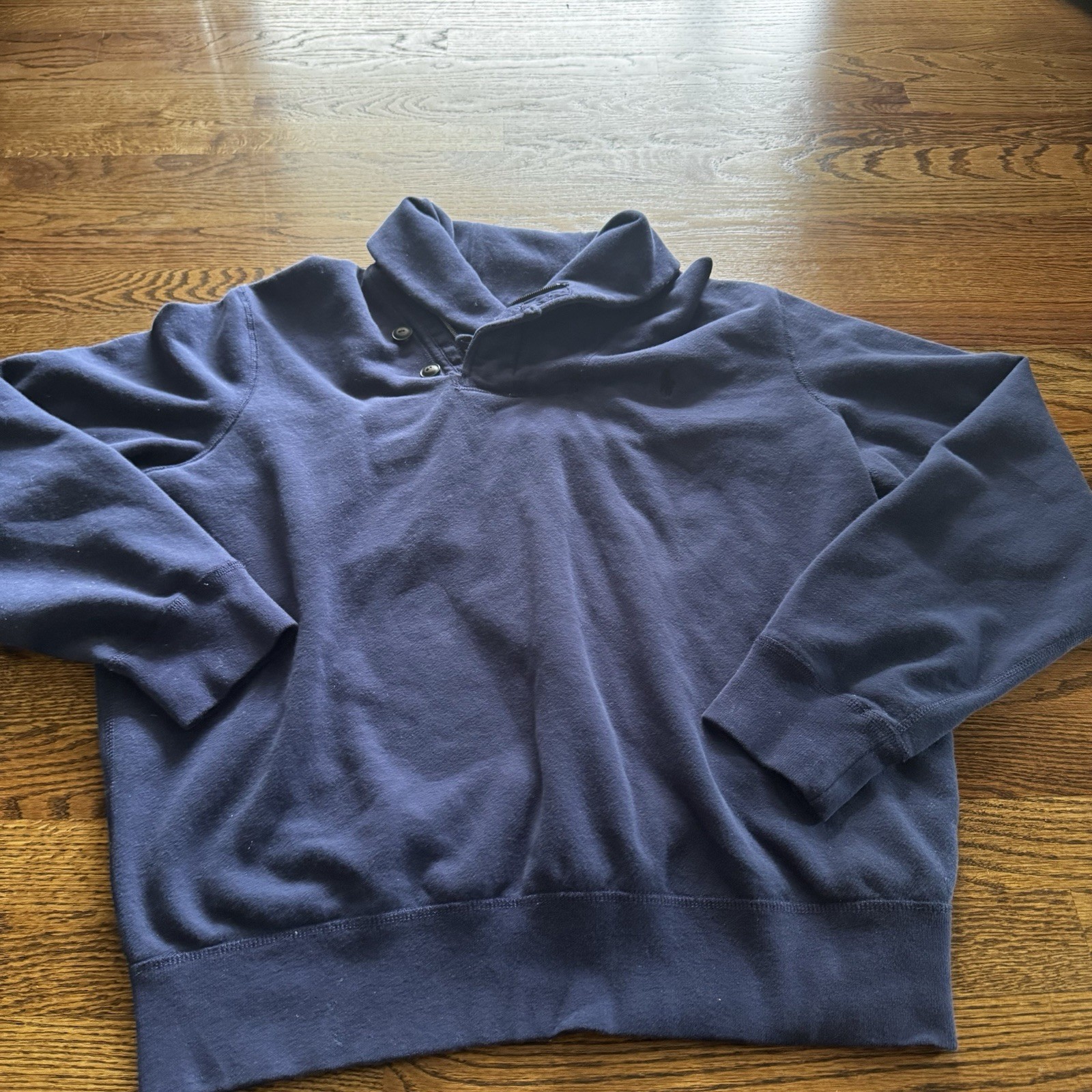 PONY POLO RALPH LAUREN taglia XL collo sciallato uomo felpa maglione cotone blu navy