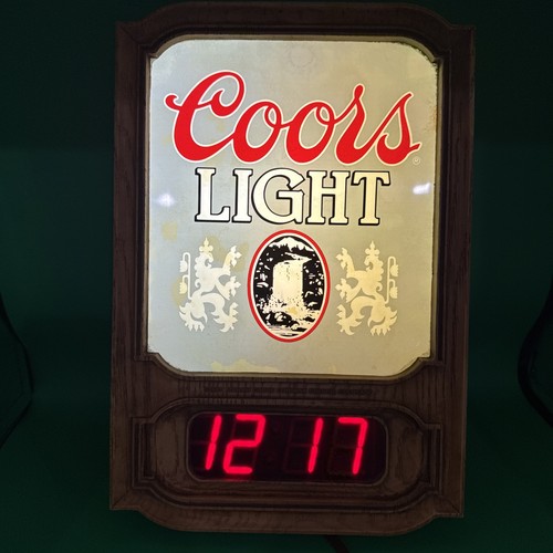 VINTAGE 1981 Coors Light Collectible Bar / Clock Sign Coors Company Golden, CO