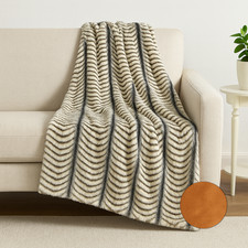 Luxury Faux Fur Zebra Stripe Throw Blanket with Soft Suede Back   50" x 60"