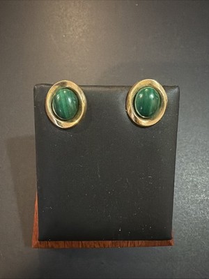 Peter Brams Design PBD 14k Yellow Gold Malachite Gemstone Earrings
