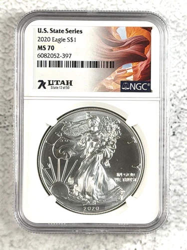 2020 $1 American Silver Eagle NGC MS70 UTAH State Series 7K Series
