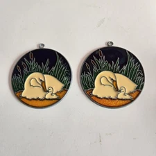 Vintage Stained Glass Style Acrylic Window Sun Catcher Swan Swans Pond Cat Tails