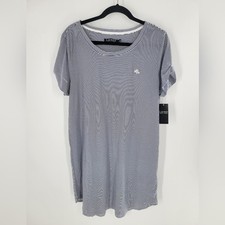 Ralph Lauren cotton blend nightgown sleepshirt Size L New Stripped Navy White