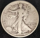 1917 D Denver Mint 50C Walking Liberty Half Dollar Mint Mark on Back