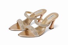 NEW Steve Madden Crystal Rhinestone Sandal Heels Gold Women  s US 10M NWT