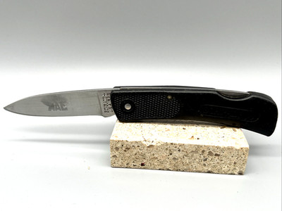 Vtg Schrade+ Nighthawk SP3 Black Folding Lockback Knife - MAC Tools - 3.5''