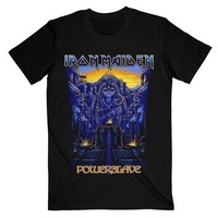 Iron Maiden T Shirt Dark Ink Powerslave Band Logo Nue Offiziell Herren Schwarz
