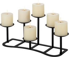 Candelabra Pillar Candle Holders Fireplace Matte Bla Metal