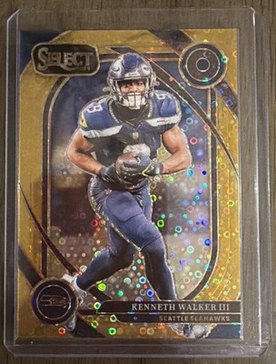 Kenneth Walker III 2024 Panini Select #276 Club Level Gold Disco Prizm 1/10