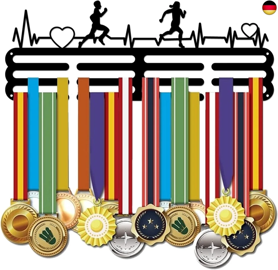 BESUCHE DEN SUPERDANT-STORE SUPERDANT Medaillenhalter Mit EKG Muster Medaillen Aufbewahrung Schwarzes Eisen