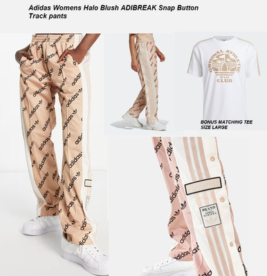 Adidas Women's Halo Blush Adibreak Snap Button Track Pants BONUS TSHIRT SIZE LG