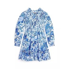 Polo Ralph Lauren Girls Blue Floral Smocked Dress Size 5