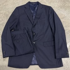 Banana Republic Suit Men’s 40 Modern Sim Fit Navy Stripe Wool Blend 2 Piece EUC