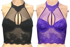 VICTORIAS SECRET VERY SEXY HIGH NECK FISHNET LACE CORSET BRA TOP XS S M L XL NWT