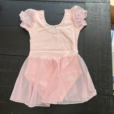 Girls Pink Short Sleeve Ruffle Dance Ballet Tutu Leotard 3-4 Year Old Size 4 New