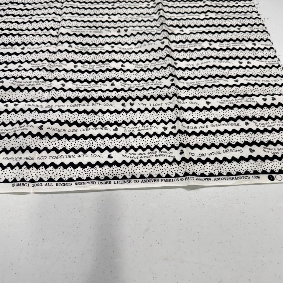 andover quilting fabric cotton black chevron dots  43x37  1 yards 2002 - Image 4 of 4