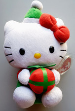Ty Hello Kitty Plush 6" Christmas Present Sanrio New w/ Tag  Tag Cover  