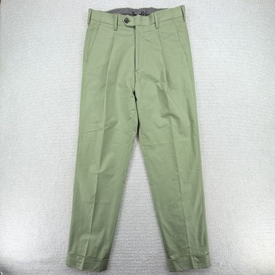 Todd Snyder Pants Mens Sz 30 31x29 Green Pleated Cuffed Cotton Stretch Portugal