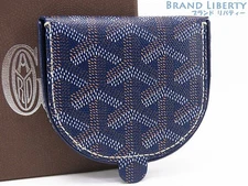 GOYARD Herringbone RASPAIL Coin Case Wallet Navy Blue PVC Leather APM114 12