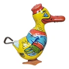 J CHEIN LONG BILL DUCK WEARING SHIRT TIN WIND UP TOY COLORFUL