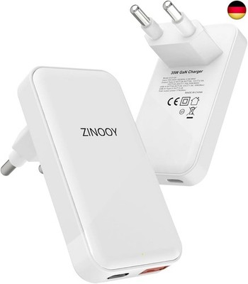 ZINOOY 35W Dual-Port Ladegerät, PD/QC 3.0 USB-C und USB-A Schnellladegerät for i