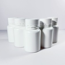 50 Pieces Empty White HDPE Plastic Bottles with Lock Caps 150 ml / 5 oz