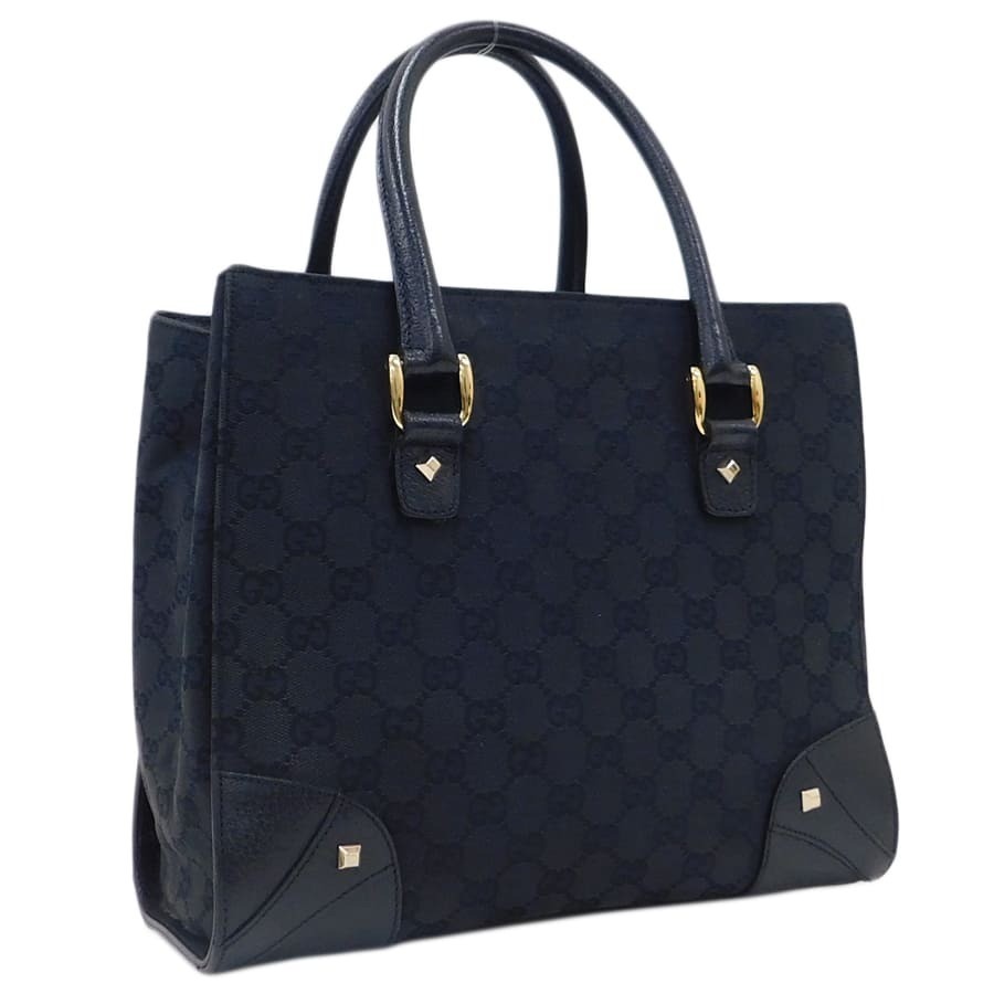 RARE GUCCI  Gucci Tote Bag 120895 Black Canvas Leather GG Canvas GUCCI