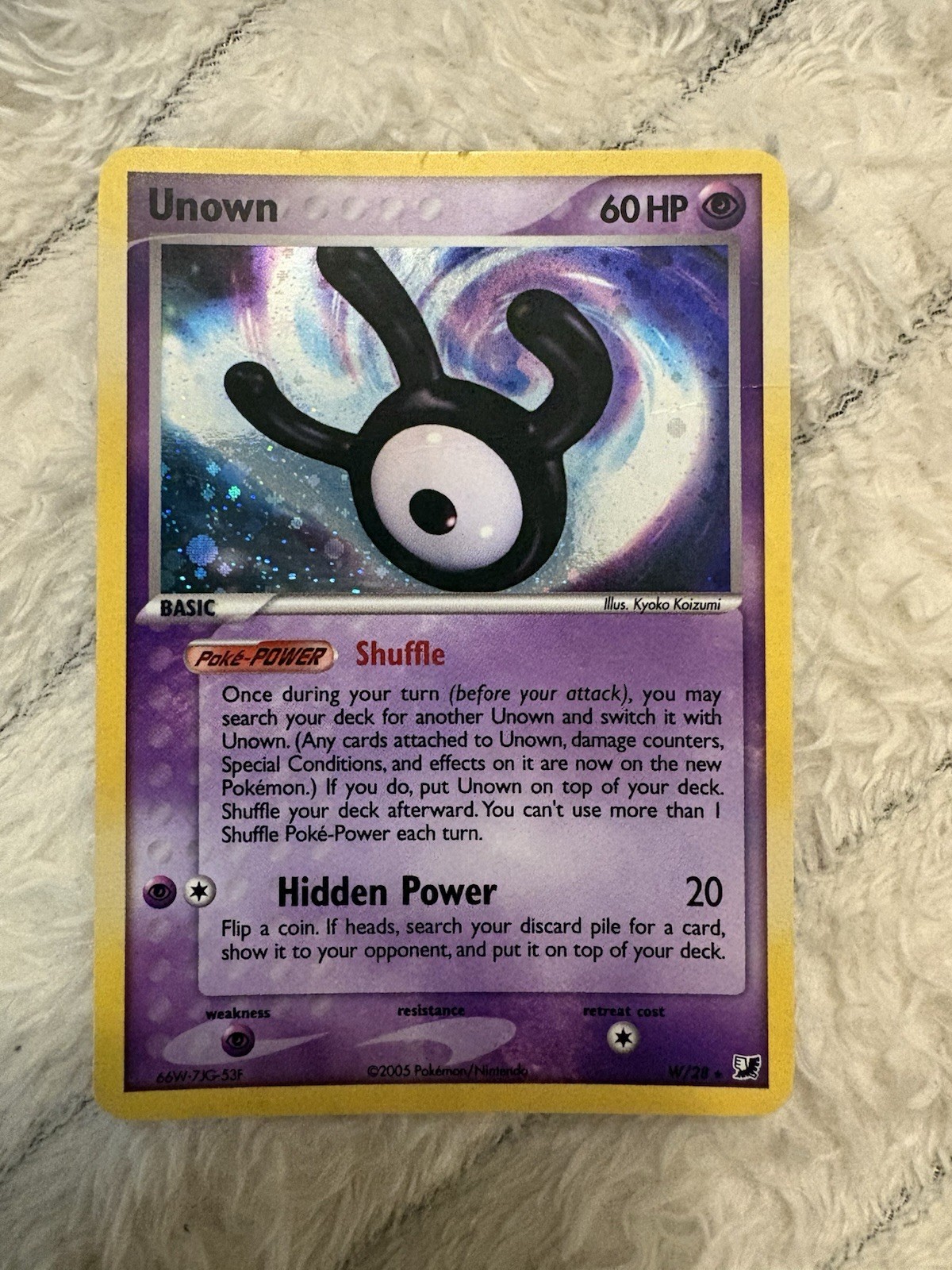 Unown (W) W/28 EX Unseen Forces Holo Pokemon