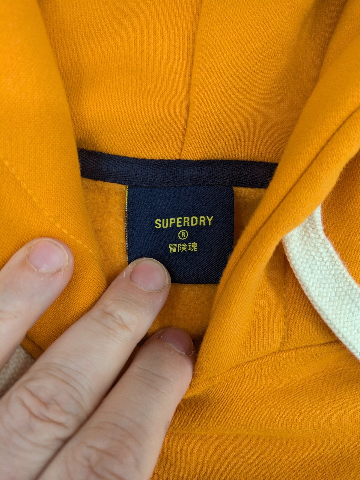 Superdry Herren Kapuzenpullover Hoodie M Orange Logo Patch Pullover Sweatshirt image 7