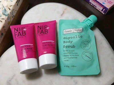 2x Nip + Fab PURIFY Salicylic Fix Clay Mask 20ml Travel Sz + Glycolic Body Scrub