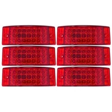 Qty 6 Red 6" 21 LED Side Marker Clearance Light Rectangle 12V Truck Trailer C...